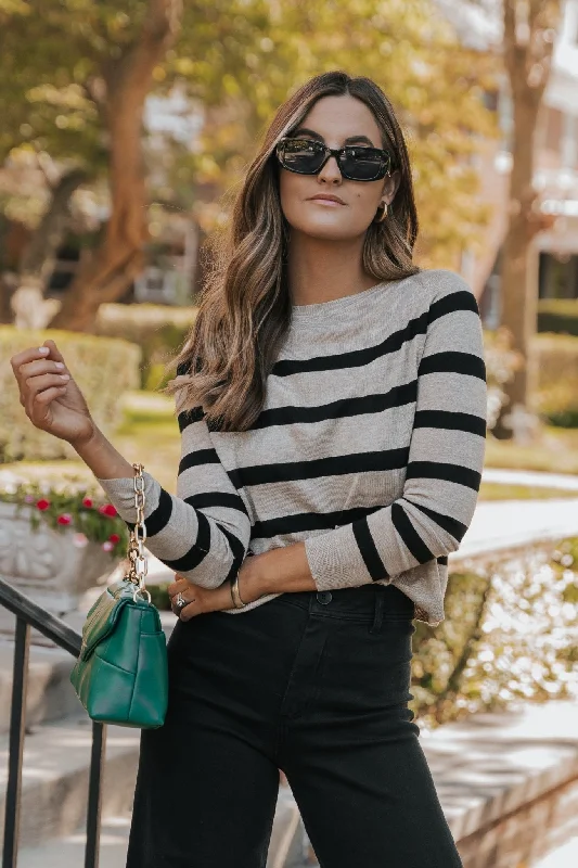 Black Coffee Long Sleeve Striped Sweater - FINAL SALE