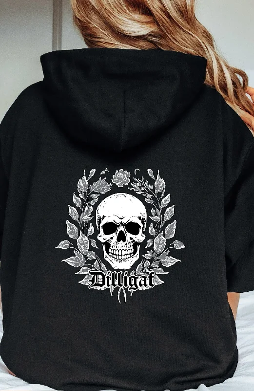 Grey Vine Skull Pullover Hoodie