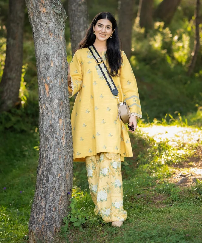 2 Piece - Embroidered Light Khaddar Suit