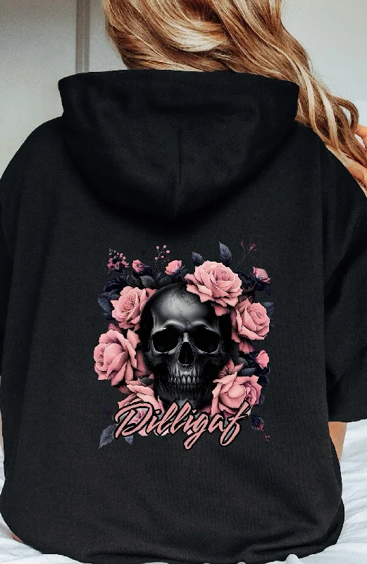 Dark Pink Skull Pullover Hoodie