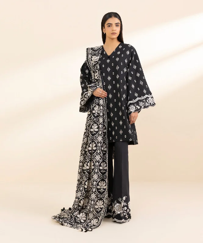 2 Piece - Embroidered Khaddar Suit