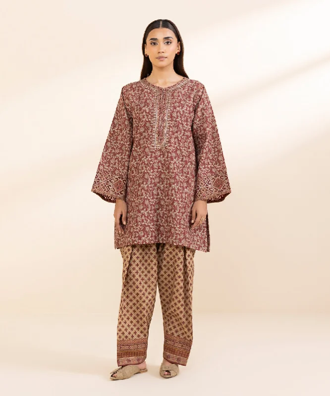 2 Piece - Embroidered Khaddar Suit