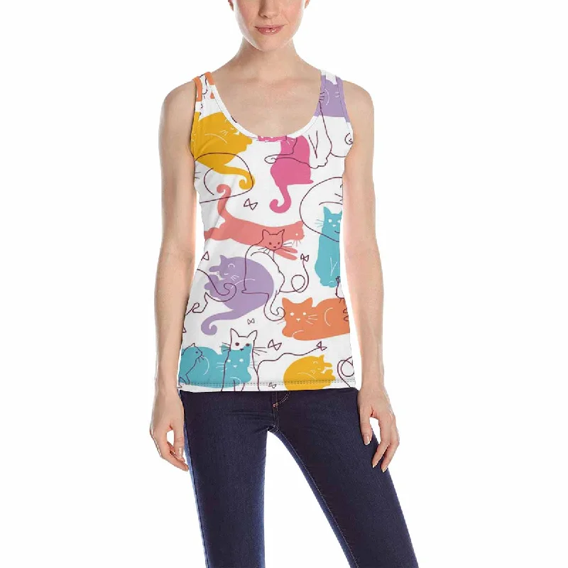 Women's Tank Top print with Colorful Cats pattern