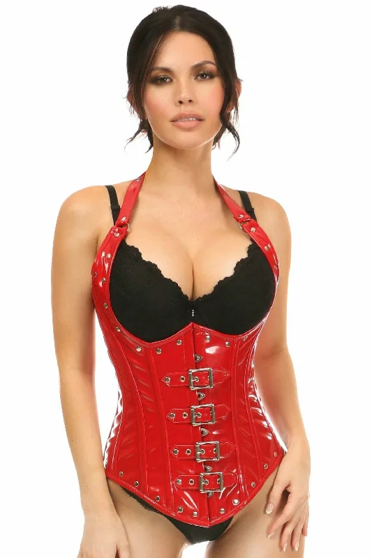 Daisy Steel Boned Red Patent PVC Vinyl Underbust Corset Top TD-1749