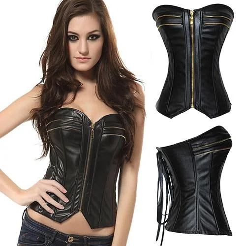 Black Alluring Leather Sexy Corset