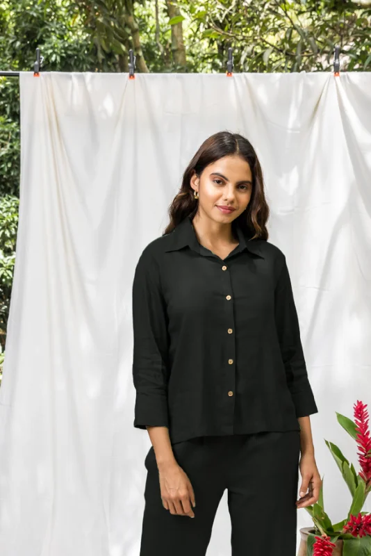 Masai Black Linen Women's Lounge Shirt