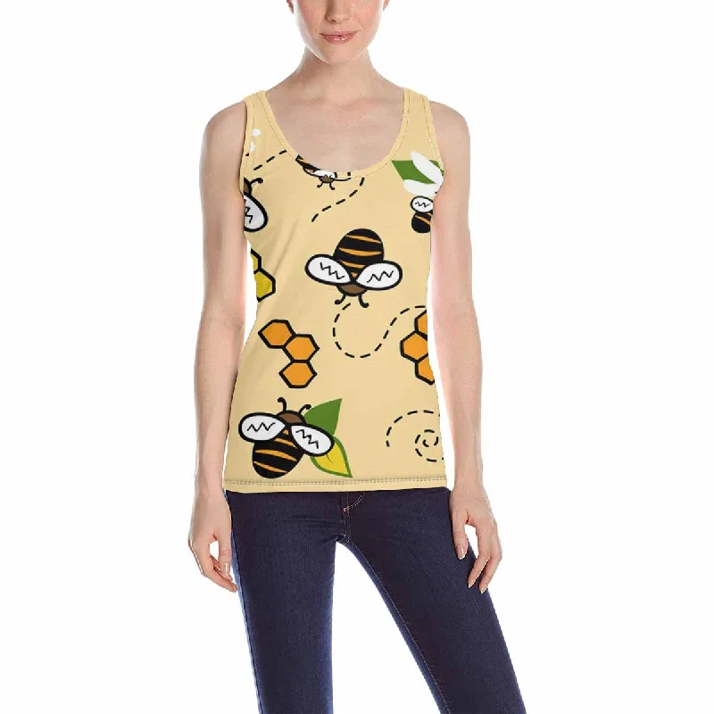 Women's Tank Top print with cute bees and honey pattern