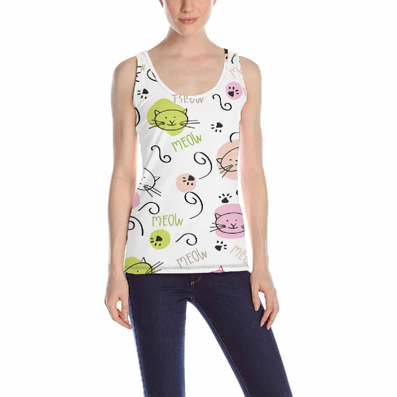 Women's Tank Top print with Cartoon pattern with cute cats