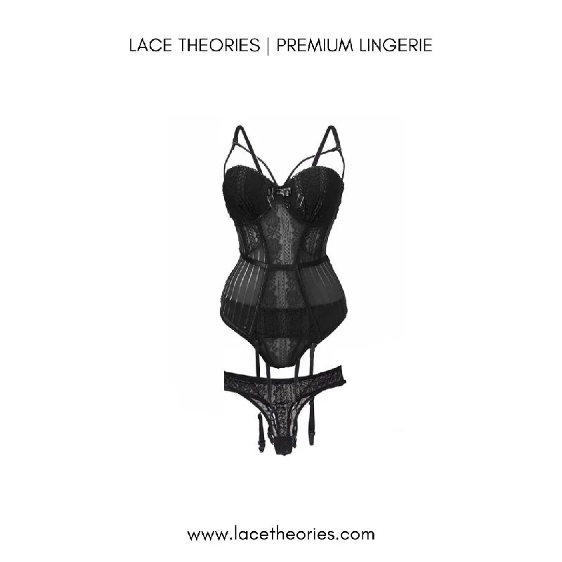 Iris Premium Lace Corset In Black