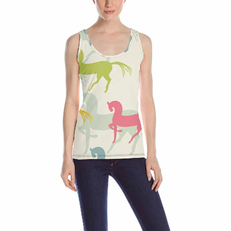 Women's Tank Top print with Motley horses pattern