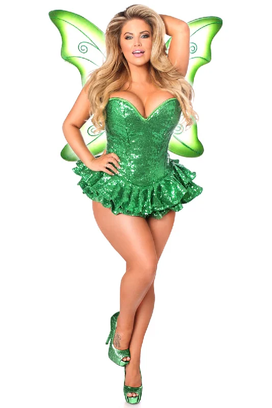 Premium Sequin Green Fairy Corset Dress Costume