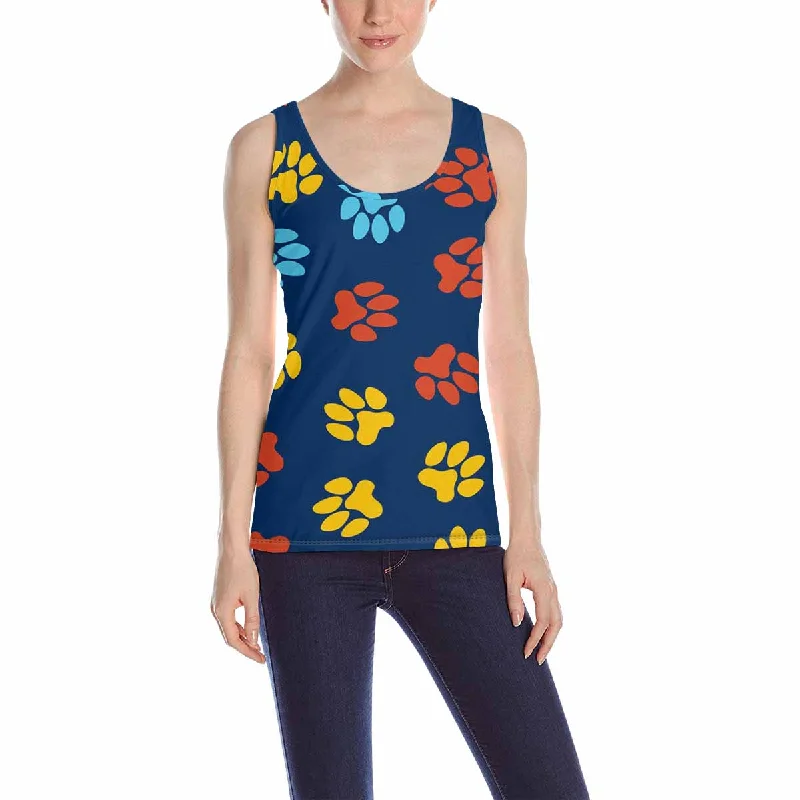 Women's Tank Top print with animal footprints patterns