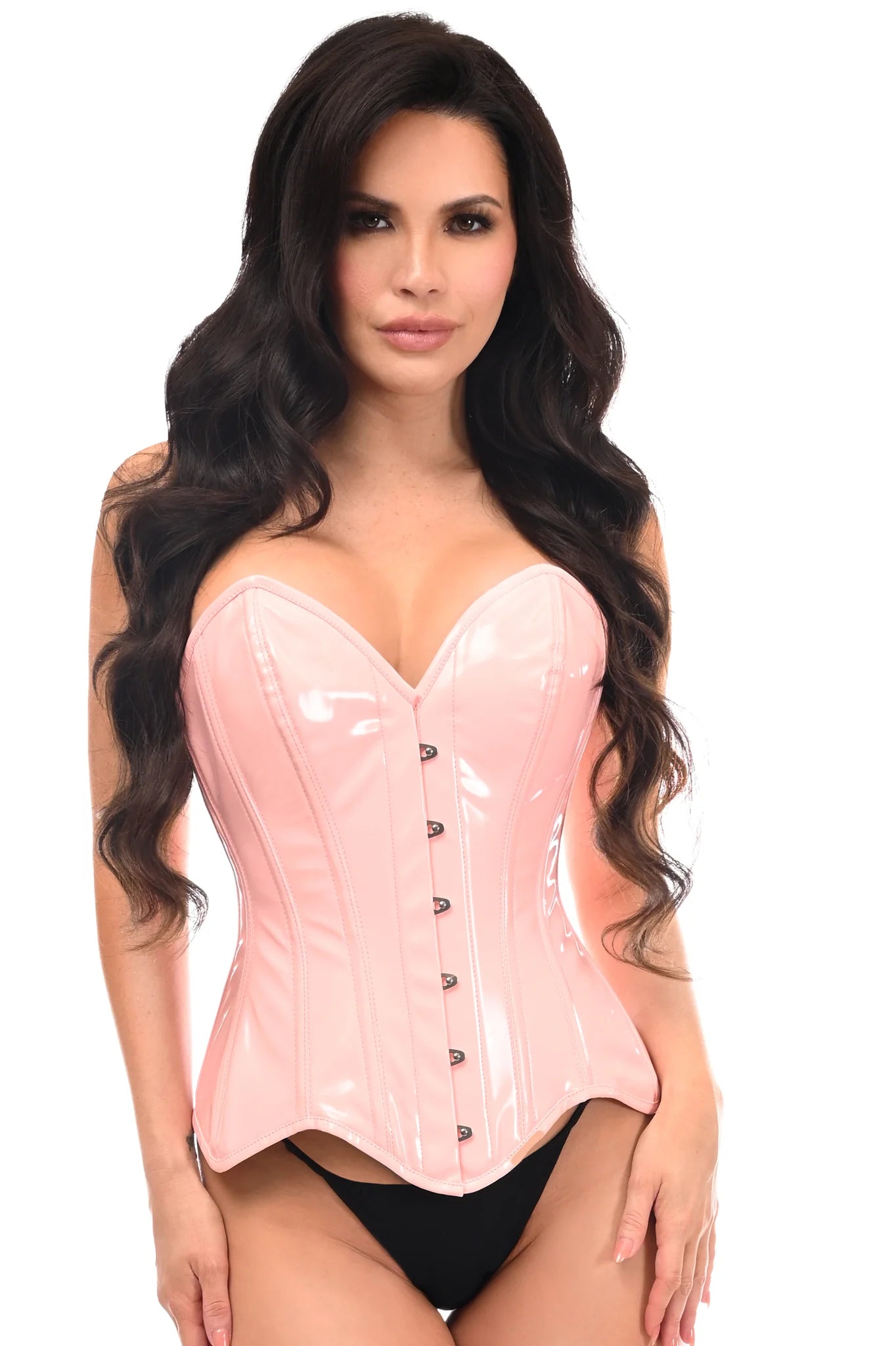 Daisy TD-232 Lt Pink Patent Leather Steel Boned Overbust Corset