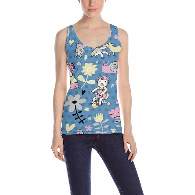 Women's Tank Top print with Pattern with children playing with toys