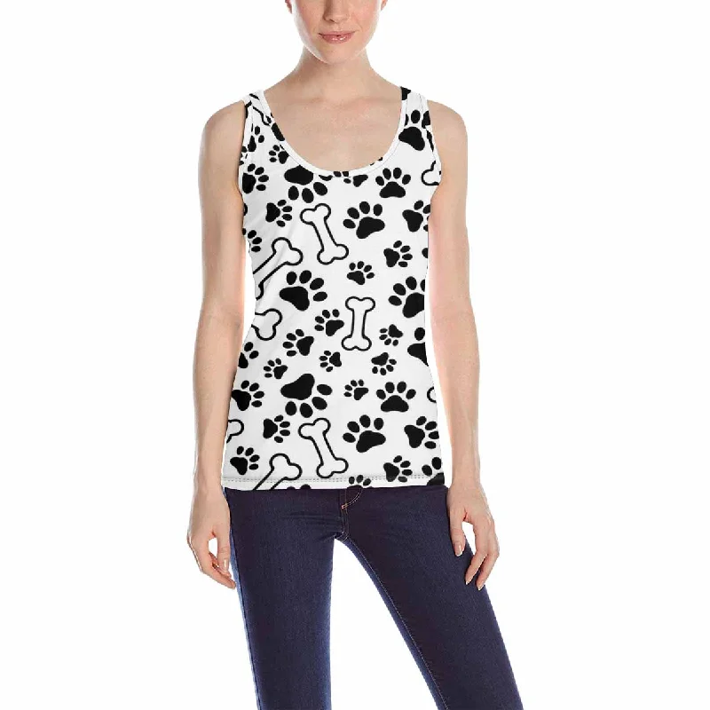 Women's Tank Top print with pet paw print and bone pattern