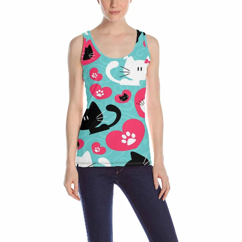 Women's Tank Top print with cute cats with hearts