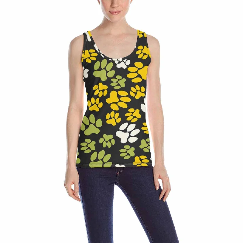 Women's Tank Top print with colorful animal footprints patterns