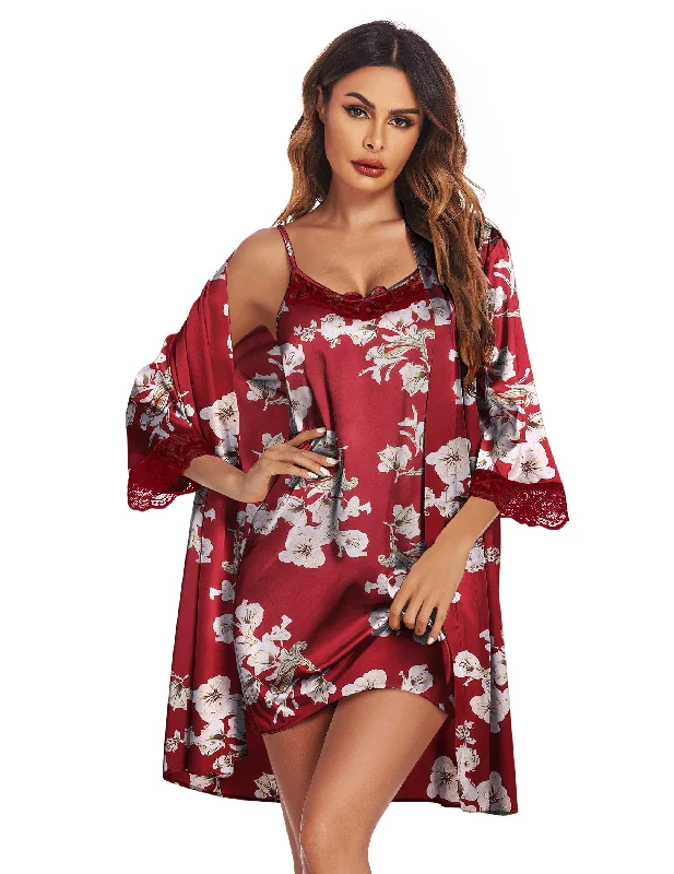 Floral Wine Red