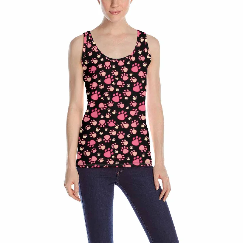 Women's Tank Top print with colorful Pet paw pattern