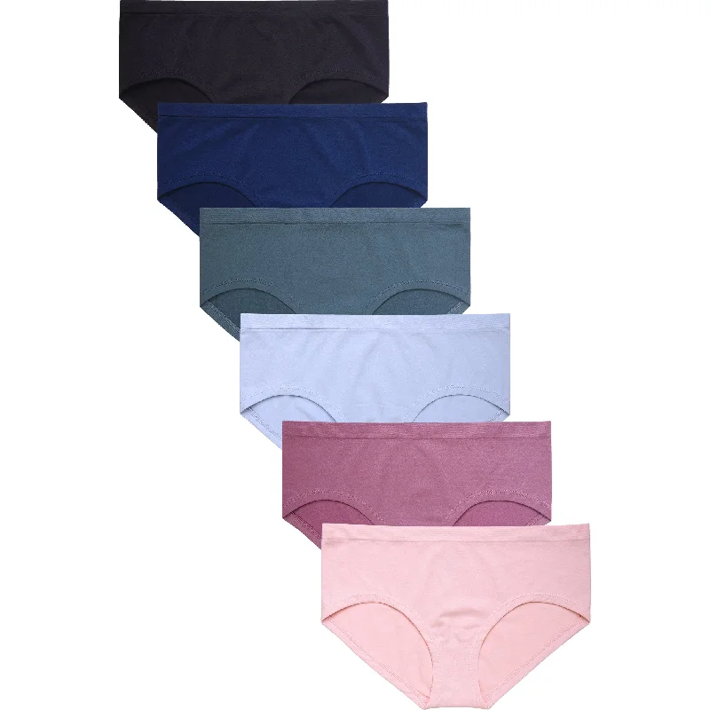 PACK OF 6 SOFRA WOMEN'S SEAMLESS SOLID HIPSTER PANTY (LP0245SH)