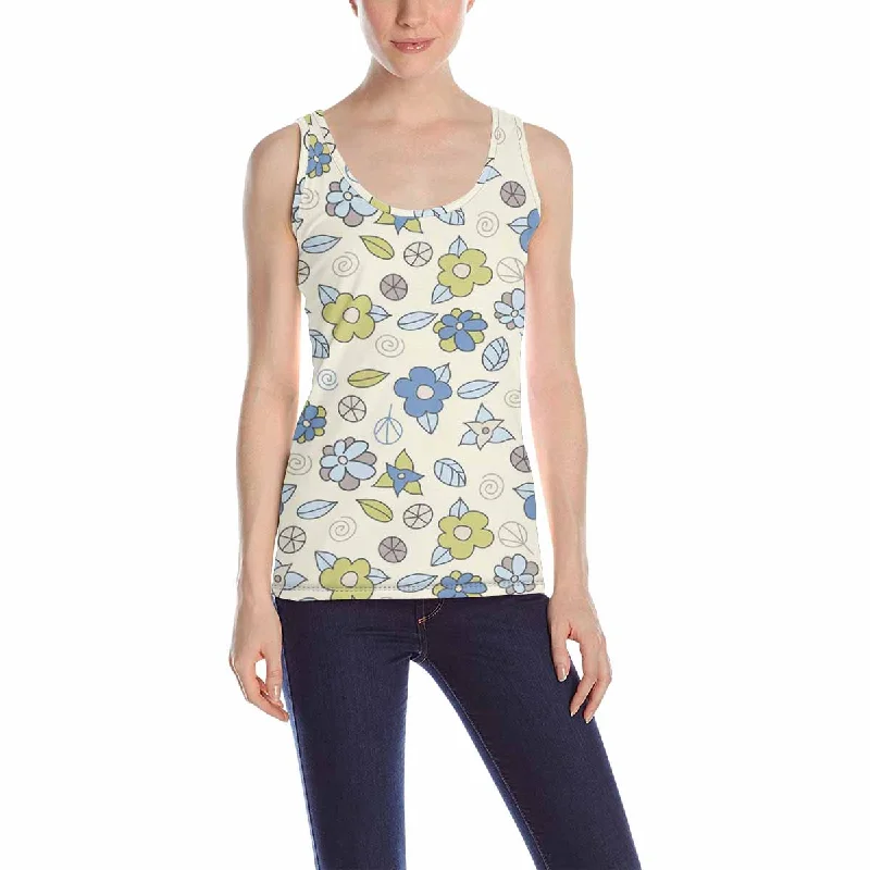 Women's Tank Top print with cute small flowers pattern