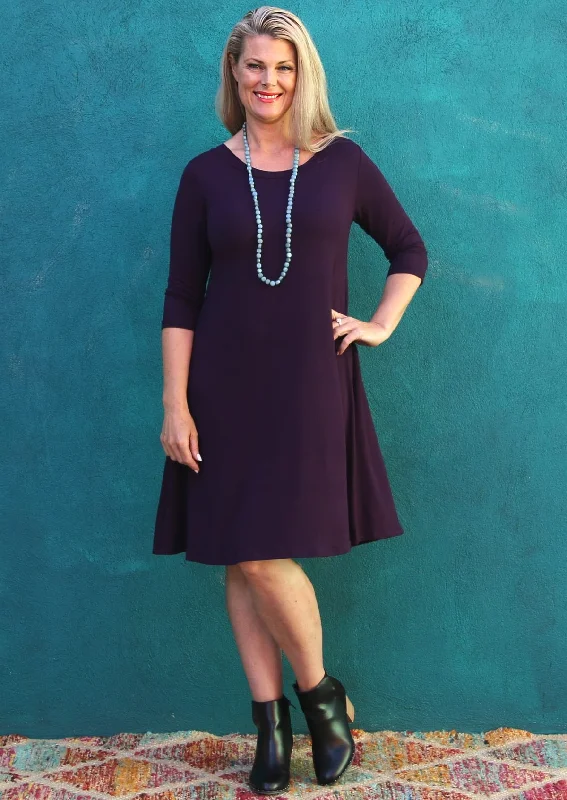 Half Sleeve Jersey Dress Dark Purple