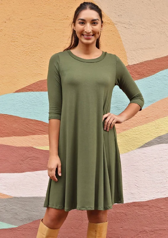 Half Sleeve Jersey Dress Olive