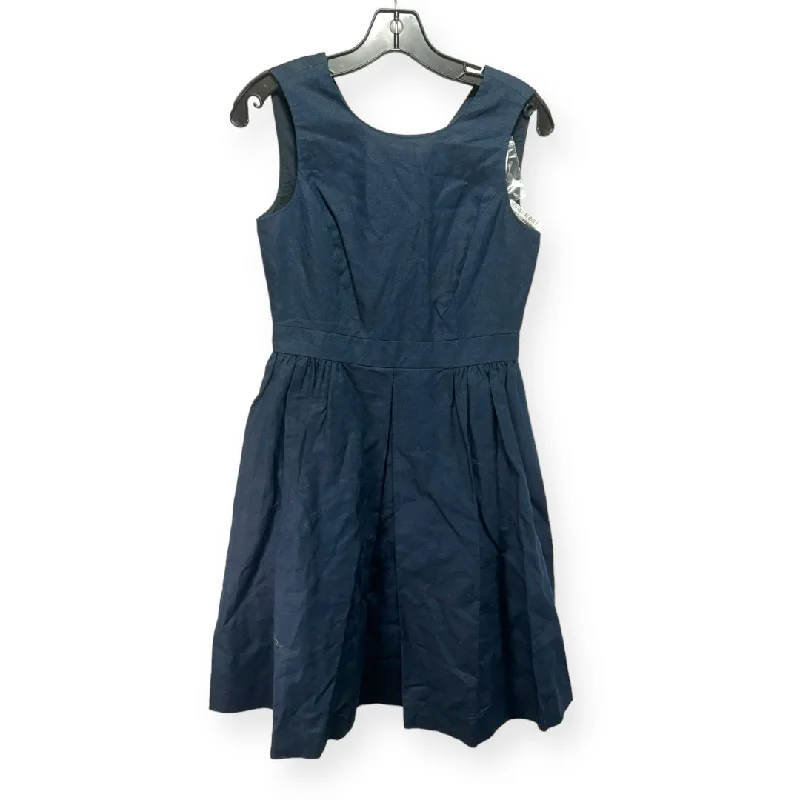 Navy Linen Fit & Flare Cut Out Back Dress Brooks Brothers, Size 2