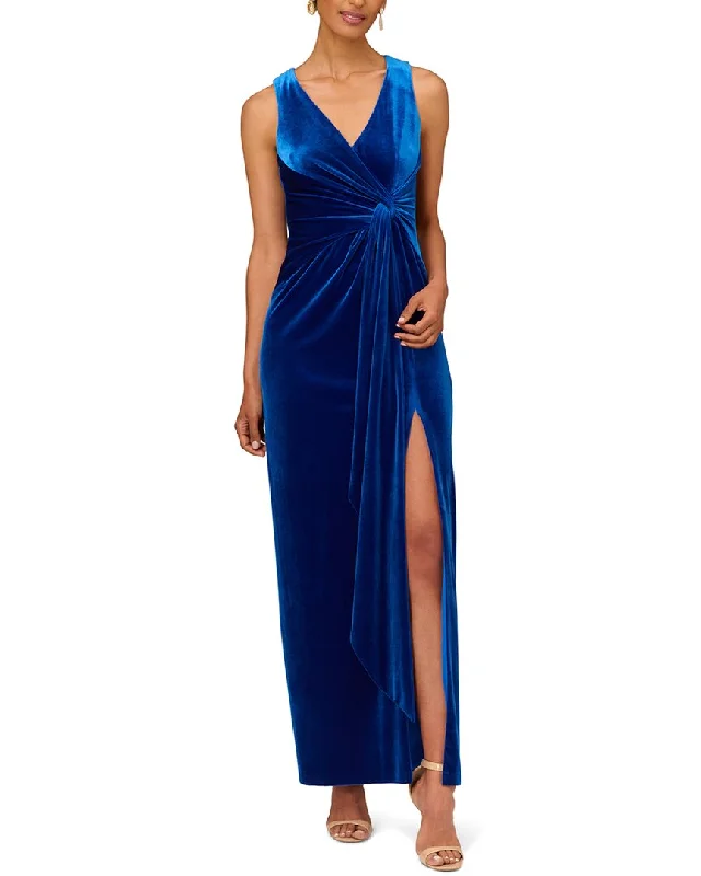 Aidan Mattox Stretch Velvet Column Gown