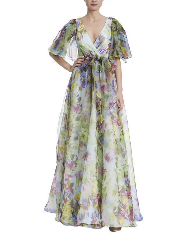 Badgley Mischka Organza Print Gown