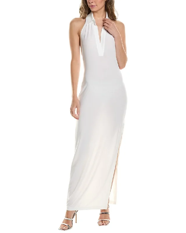 Norma Kamali Halter Neck Side Slit Gown