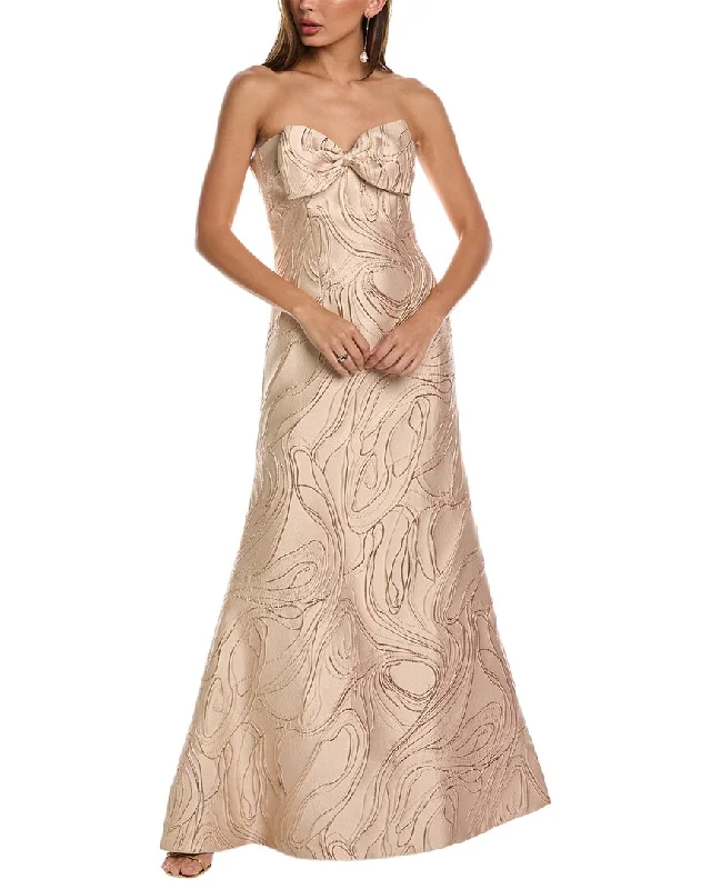 Rene Ruiz Metallic Jacquard Mermaid Gown