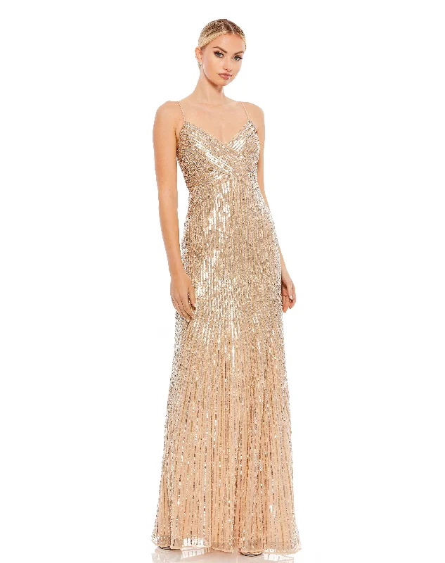 Sequin Spaghetti Strap Gown