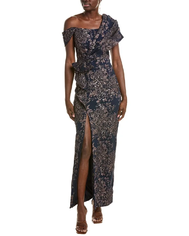 Theia Amaris Jacquard Column Gown