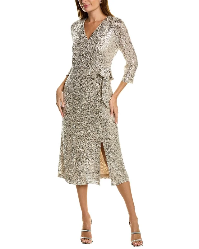 Anne Klein Sequin Wrap Midi Dress