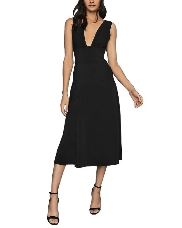 Reiss Adele Deep Plunge Midi Dress