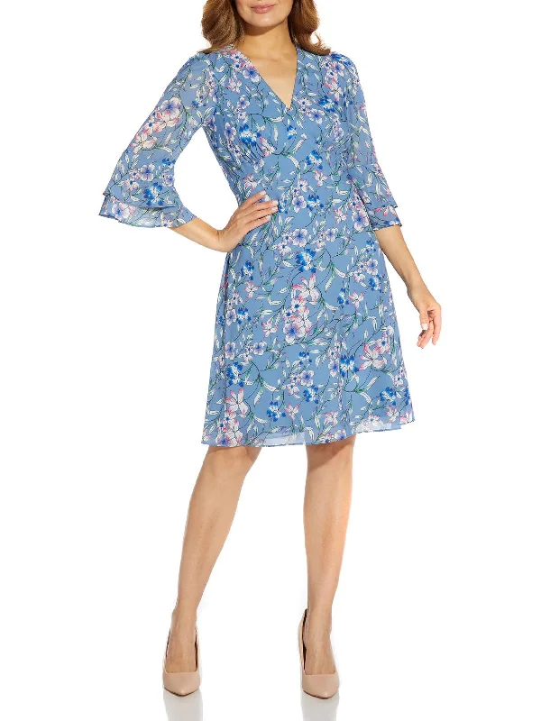 Womens Floral Midi Midi Dress