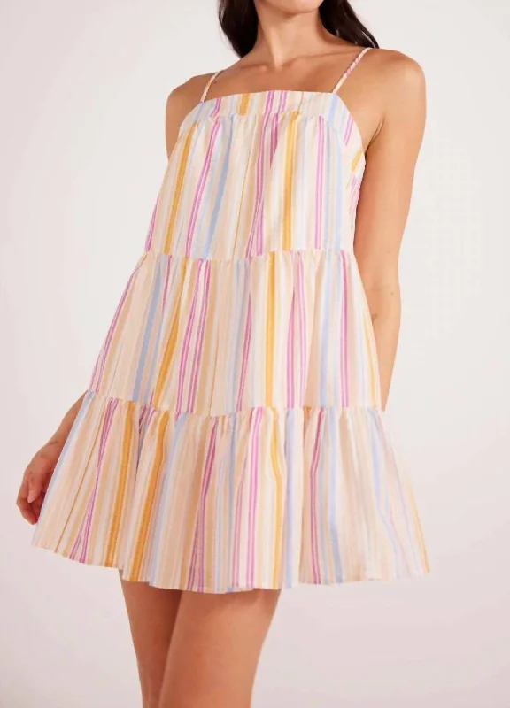 Carlotta Mini Dress In Pink Stripe