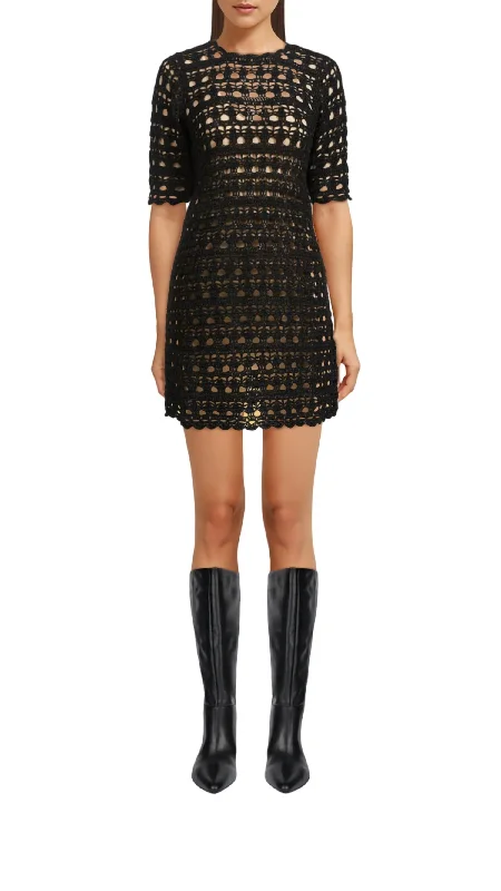 Crochet Mini Dress In Black