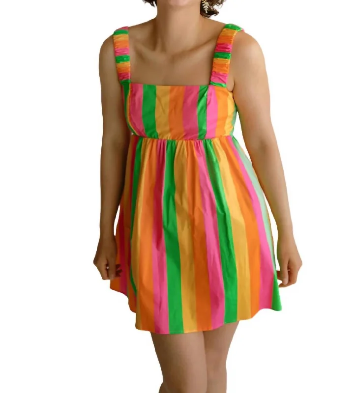 Fling Mini Dress In Neon Stripe