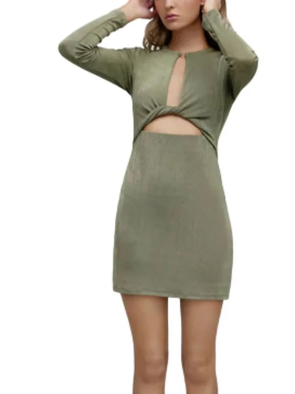 Ivy Mini Dress In Khaki