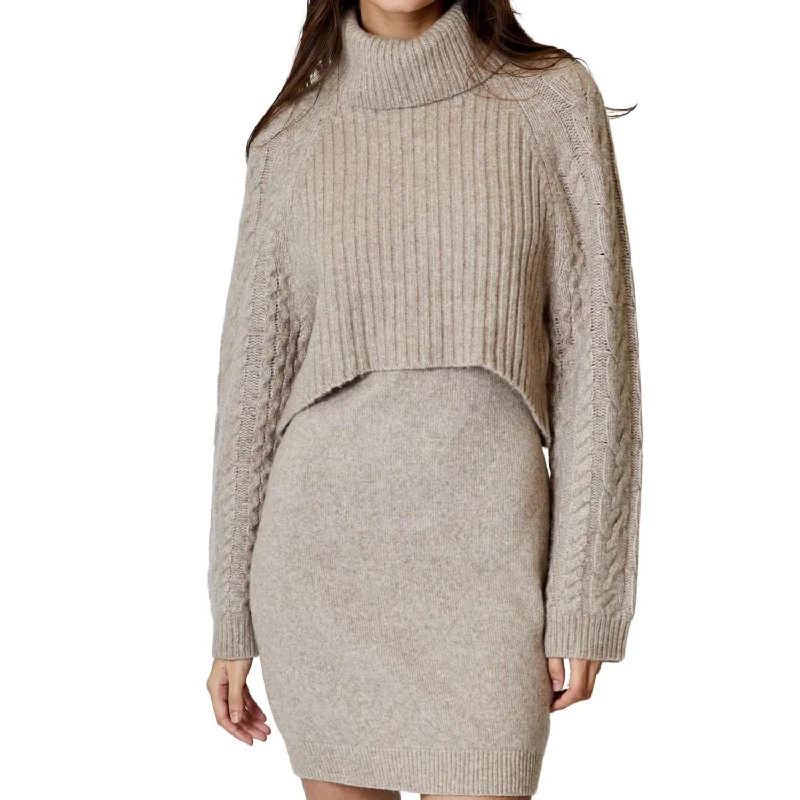 Mal Sweater Mini Dress In Mushroom