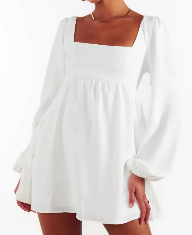 Marianna Mini Dress In White Clip Butterfly