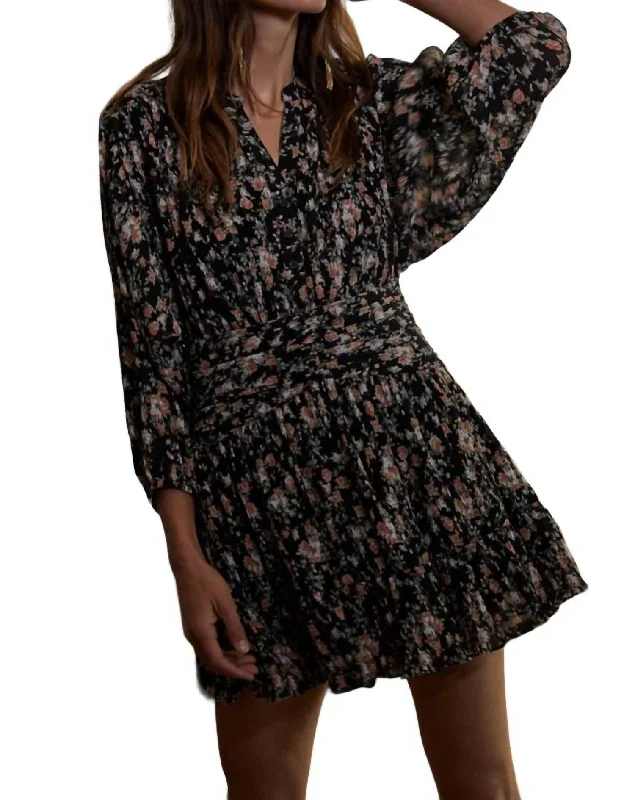 Rosalyn Chiffon Mini Dress In Black