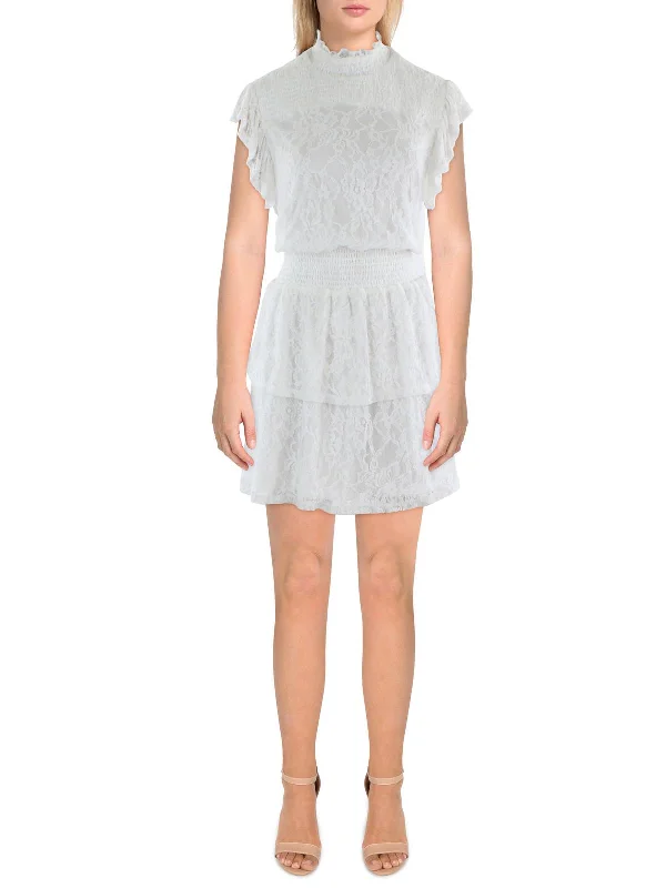 Womens Bridal Shower Lace Overlay Mini Dress