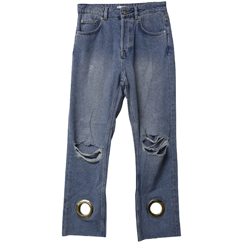 Anine Bing Giovanna Cropped Jeans in Blue Cotton