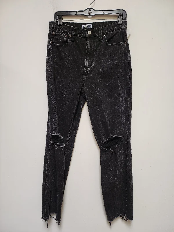 Black Denim Jeans Straight Abercrombie And Fitch, Size 8