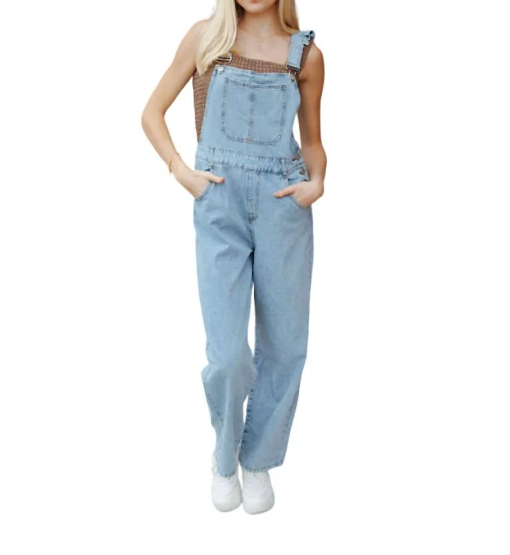 Ruffle Strap Overalls In Blue