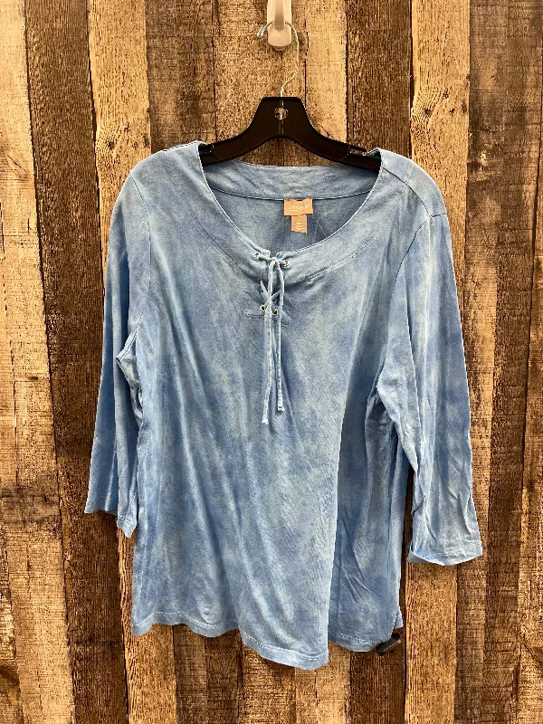 Top 3/4 Sleeve By Chicos In Blue, Size: L