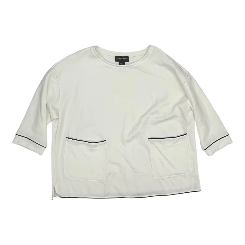 Top 3/4 Sleeve By Jones And Co In White, Size:1X